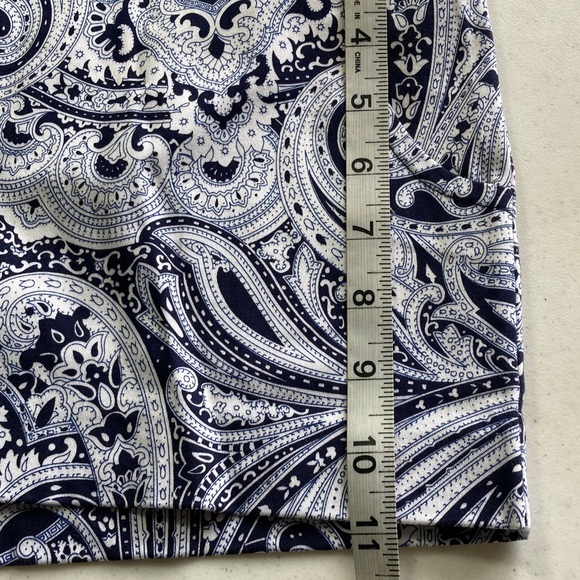 Trina Turk Navy and White Paisley High Waist Shorts - Picture 7 of 7
